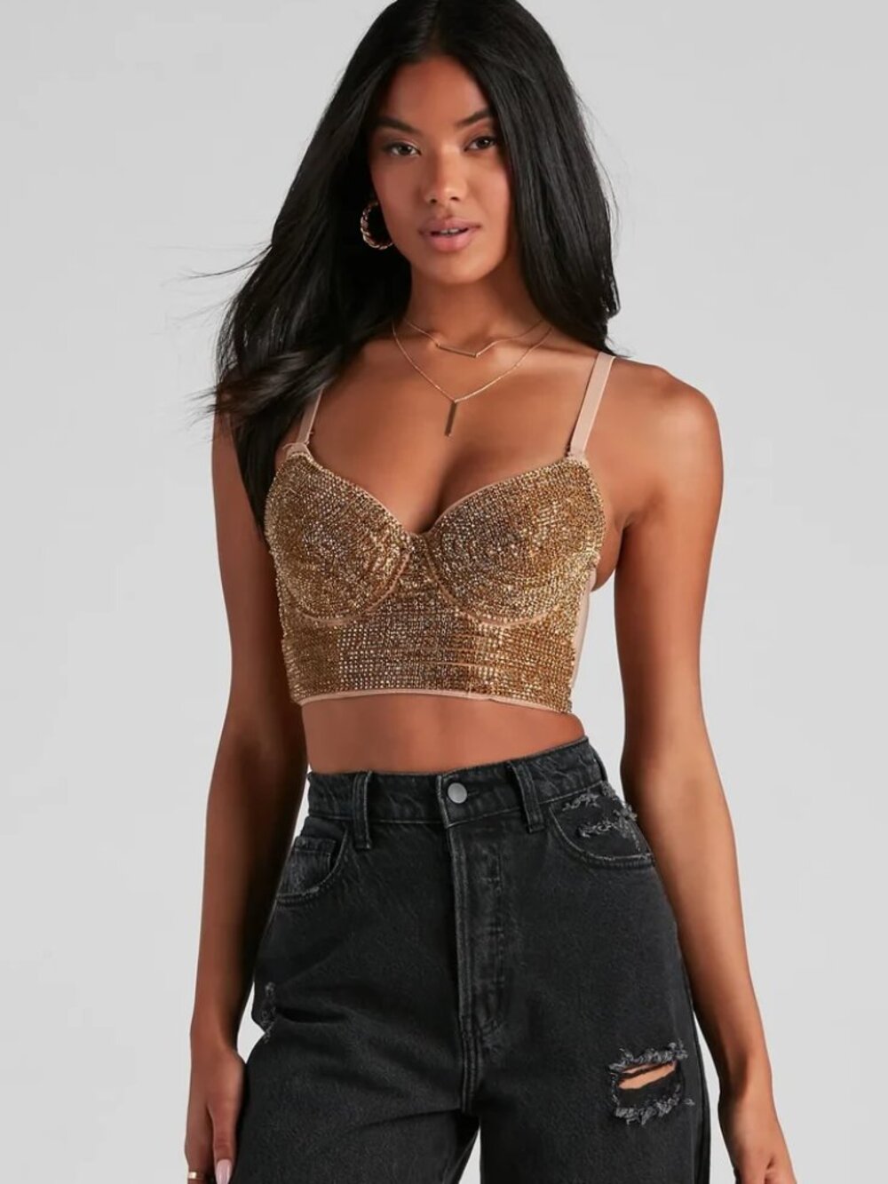 Dazzling Glow Embellished Bustier Gold-Small